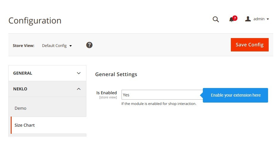 Turn Size Chart on and off